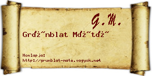 Grünblat Máté névjegykártya
